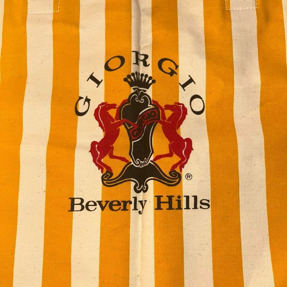 Giorgio Beverly Hills Canvas Vintage Collectible Yellow Striped Tote Bag - Picture 3 of 6